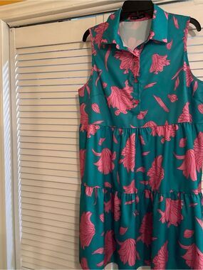 SHEIN Teal and Pink Floral Dress
